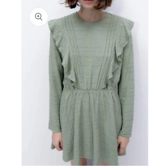 Zara Dress Sz XS Green Mini Babydoll Coquette - Picture 2 of 9